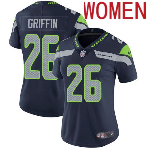 Women Seattle Seahawks #26 Shaquill Griffin Nike Navy Vapor Limited NFL Jersey